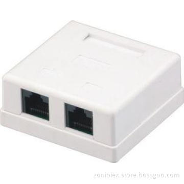 Surface Mount Box Dual Port RJ45 Network Keystone Jack with